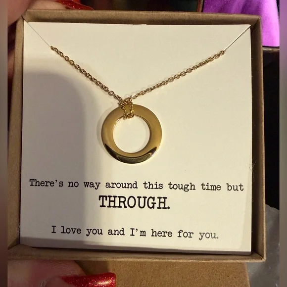 “No way around but through” gold necklace of encouragement and empowerment - Picture 1 of 2
